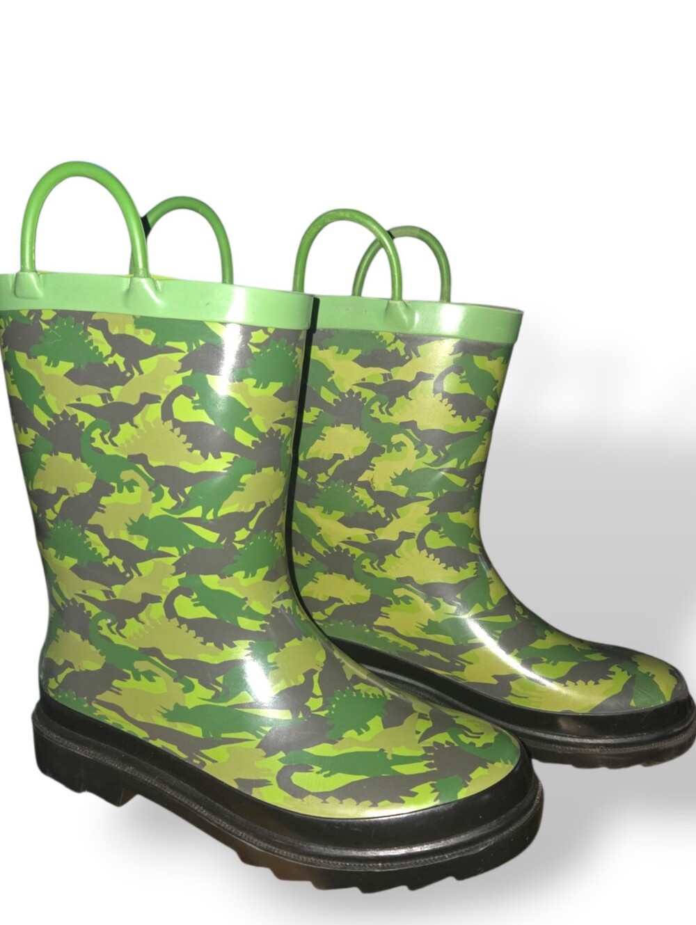 Blue Mountain Kids' Green Dinosaur Camo Rain Boots